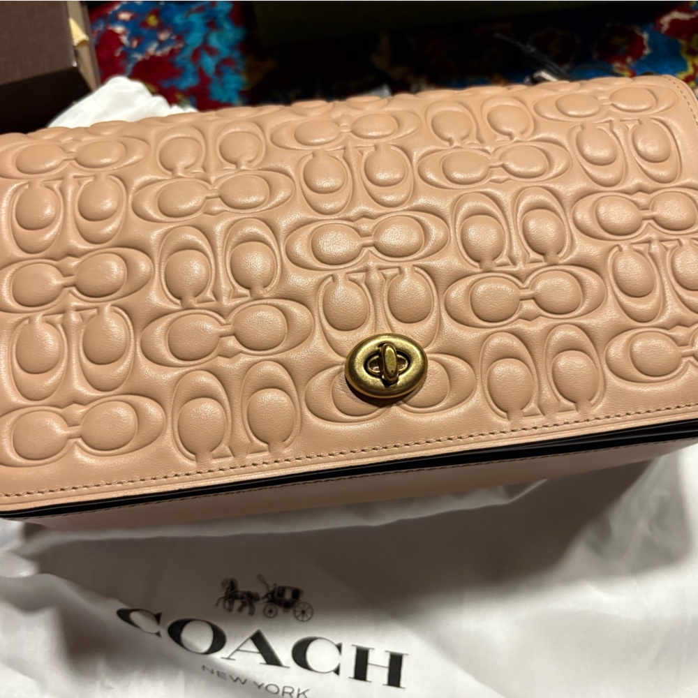 Coach Embossed Tan Leather Bag